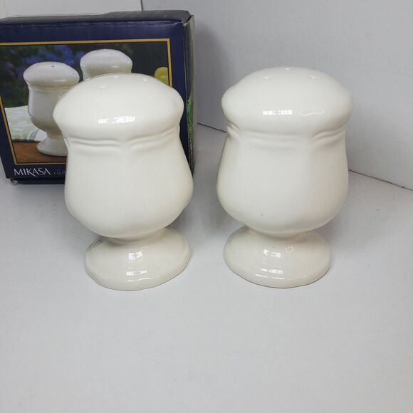 New Mikasa "French Countryside" Salt and Pepper Set White *Missing Plug - Picture 1 of 5